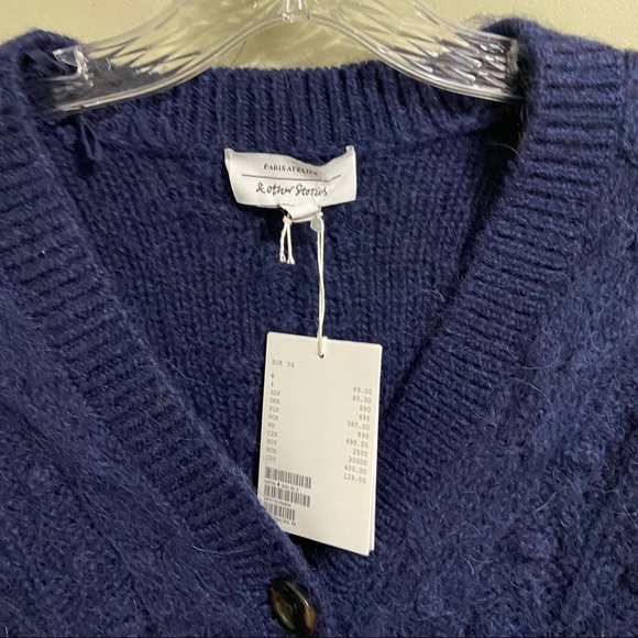 🆕 & Other Stories Sz XS - Blue Cable Knit Wool Cardigan - Picture 5 of 7